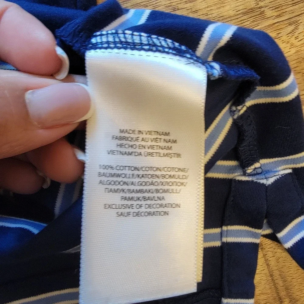 Polo Ralph Lauren Mens Classic Fit Striped Polo Shirt Navy Blue White Size L